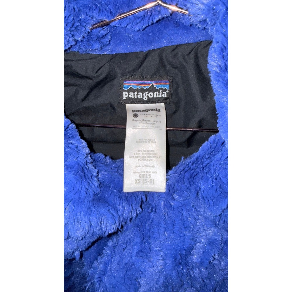 Patagonia Girls Cobalt Blue Faux Fur Coat Jacket XS 5-6 Plush Fleece - Picture 4 of 11